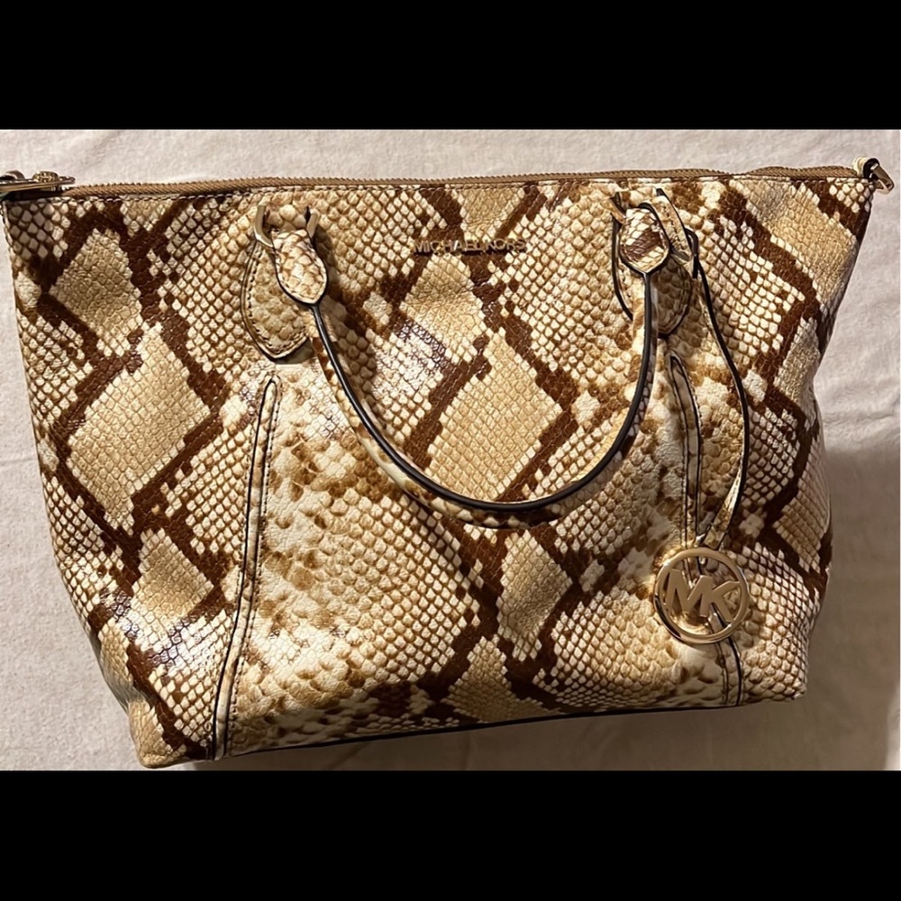 Beautiful Large Michael Kors Python Print Satchel… - image 1